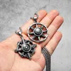 Chains Retro Rudder Compass Necklace 316L Stainless Steel Men Pendant North Star Chain Punk Hip Hop Boy Male Jewelry Gifts Drop