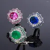 Cluster Rings Vinregem Oval 10 12 MM Lab Created Emerald Sapphire Ruby Gemstone Vintage Adjustable Ring For Women Fine Jewelry Gifts