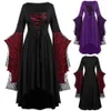 Fashion Witch Cosplay Costume Halloween Plus Size Skull Dress Lace Bat Sleeve Costumes288T