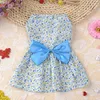 Dog Apparel Print Dress Summer Flower Dresses For Dogs Costume Bow Tie Clothing Cat Chihuahua Puppy York