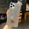 Apple 14 için iPhone 15 Pro Max Tasarımcı Bling Telefon Kılıfı 14 Plus 13 12 11 XR XS 8 7 Lüks Rhinestone Elmas Glitter Chromed Yumuşak TPU arka kapak Köpüklü Coque Fundas Siyah