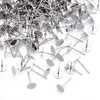 500pcs 4 5 6 8mm Stainless Steel Blank Post Earring Stud Base Pins Cabochon Cameo Settings Flat Round Tray Base For DIY Jewelry235k