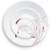 접시는 화려한 흰색과 빨간 라운드 12 피스 식당 세트 요리 세트
