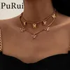 Boho Charm Bling Rose Cristal Papillon Pendentif Collier Ras Du Cou Strass Tennis Chaîne Sur Le Cou 2021 Goth Bijoux pour Femmes299k