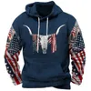 Vintage Men's Hoodie American Flag Pattern Print Sweatshirt Street Fashion Long Sleeve Oversized Loose Y2k Clothing Men Hoodies 240123