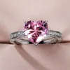 Classic Women's Diamond Ring Shining CZ Zircon Heart Shaped Finger Wedding Engagement Ring Lovers Gifts