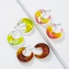 Hoop Earrings & Huggie Pairs Set Ins Rainbow Acrylic Resin Minimalism Geometric Trendy Korean Fashion Women Party JewelryHoop Odet207J