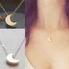 Collier Long avec pendentif en forme de lune, argent, or, chaîne solide, bijoux pour femmes, nouvelle mode, 1305L