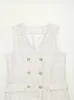 Gilet da donna Gilet lungo testurizzato moda donna Cappotto vintage con scollo a V senza maniche doppiopetto Gilet casual femminile casual Top chic