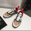 European station womens red soles rivet sports casual shoes leather color matching low-top platform shoes couples fashion