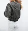 Dames pocket pilootjack jassen mode zipper vintage lange mouw veer herfst oorzaak aSastreet bovenkleding losse tops 240131