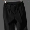 Pantaloni da uomo uomo lana tinta unita tinta unita Casual semplice abito elastico in vita pantaloni spessi 2024 autunno inverno