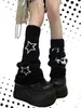 Women Socks Harajuku Y2k Star Skull Print Two Side Wear Knitted Leg Warmers Punk Girls Japanese Kawaii Streetwear Cover