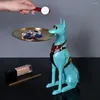 Dekorativa figurer Harts Art Dog Statue Butler med Tray for Keys Jewelry Holder Doberman Pinscher Sculptures Living Room Decoration Table Table