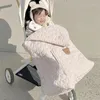 Blankets Windproof Baby Stroller Blanket Thick Fleece Sling Cover Bear Bunny Winter Born Swaddle Wrap Hooded Infant Sleeping Quilt