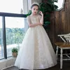 Girl Dresses Champagne Children Girls Lace Princess Evening Dress Prom Wedding Birthday Party Catwalk Flower Ball Gown For