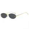 Sunglasses Rimless Oval Women 2024 Cat Eye Designer Letter Punk Sun Glasses Men Shades Driving Eyewear Female UV400