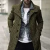 Mensrock Winter Jacket Män överrock varma kläder ull outkläder lång svart vit rutig blandning cardigan manlig kappa plus storlek S-3XL 240124