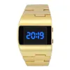 腕時計のクールなファッションワイドスチールベルトメンのためのクリエイティブモノクロデジタル時計カジュアルステンレスダイヤル328D