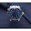 Rocznica 210.62.42.20.03.001 Wodoodporny szafir Wysokiej jakości chronograf Omegg Sea Master 007 Watchmen Relojes