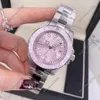 Relógios de pulso 2813 relógios mecânicos automáticos cerâmica rosa grande janela calendário dobrável fivela safira vidro estrela negócio hand289e