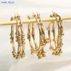 Hoop Earrings MHS.SUN 1Pair Heart/Round Gold Plated Earring Exaggerated 316L Stainless Steel Chunky Bead For Women Party Jewelry