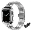 Watch Bands Stainless Steel Strap Case For Apple 38mm 42mm 40mm 44mm 41mm 45mm Metal Band IWatch Series 8 7 6 SE 5 4 3 2 1 Correa