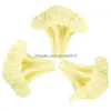 Feestdecoratie 3 stuks Caiflower Model Caiflowers Voedsel Speelgoed Kunstmatige simulatie Pography Prop Fake Models Pvc Decoratieve Drop Lever Dhz1X