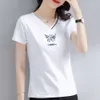 V-neck Short Sleeved T-shirt for Women, Summer Thin Style, 2024 New Western-style Small Shirt, Women's Half Sleeved Top, Middle-aged T-shirt