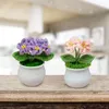 Decorative Flowers Potted Plant Fake Knitted Flower Bonsai Finished Hand Woven For Car Home Desktop Decor Gift Girl Women