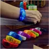 Partygeschenke Sile Soundgesteuertes LED-Lichtarmband Aktiviertes Glühen Flash Armreif Armband Geschenk Hochzeit Halloween Weihnachten FY8643 D Dh38X