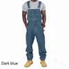 Mens Jeans Mens 2024 Overalls Men Pockets Casual Loose Long Denim Pants Slim Splice Straight Rompers Autumn Plus Size