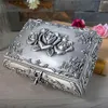 Винтажная металлическая серебряная цветочная коробка для хранения ювелирных изделий, декоративная сувенирная подарочная коробка
