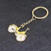 Keychains Gold Color Metal Sporty Man Road Bicycle Figure Keychain Keyring Trinket Souvenirs Creative for Bike Cycling Lover Biker