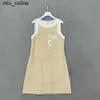 Luxury Dresses Designer Women Dress Colour Blocking Design Letter Print Embellished Sleeveless Cotton Blend Round Neck Dress Fashion Womens Clothes