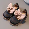 13.5-18.5cm Brand Children Solid Pure Shoes Girls Leather Shoes Lace Bow-knot Sweet Soft Shoes Princess Dress Shoes For Wedding 240131