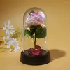 Fiori decorativi Rosa artificiale Regalo di San Valentino Vetro luminoso Copertura in plastica LED Lamina luminosa Fiore Decorazioni per matrimoni Regali