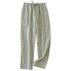 Vêtements de nuit pour hommes 2024 Pantalon de sommeil modal pour hommes Plaid Hommes Pyjamas Bas Doux Vêtements de maison Hiver Printemps Fal Pantalon R93