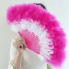 Party Favor Retro Nostalgia Colorful Feather Hand Fan Live Dance Cheongsam Catwalk Gradient Abanicos Para Boda232f