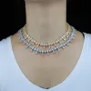 Necklaces 2023 New Iced Out Bling 5A CZ Tennis Choker Necklace For Women Fashion Sparking Oval Shape Cubic Zirconia Multi Layers Jewelry