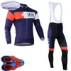 IAM Team hiver cyclisme Jersey Set hommes polaire thermique à manches longues chemises pantalons à bretelles Kits vêtements de vélo de montagne vélo de course spo233m