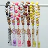 Keychains Fashion Silicone Wood Beaded Keychain For Women Lobster Clasp Clip Pendant Keyring Bracelet Jewelry Accessories