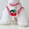 Psa odzież biała sukienka wiśniowa bąbelowa kota ubrania małe psy