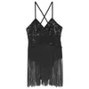 Stage Wear Womens Latin Dance Leotard Dress Cha-Cha Tango Samba Party Performance Dancewear Sleeveless Glitter Sequin Tassel Bodysuit