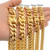 Ketten 6 8 10 12 14 16 18 mm Miami Cuban Chain Halskette für Männer 24 Zoll Gold Link Curb Edelstahl Hip Hop Schmuck2814