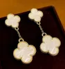 four leaf clover earring fashion classic dangle earrings designer for woman agate Mother of Pearl moissanite Valentines gift TeacherDay earrings25511