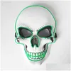 Party Masks White Skl Glowing Mask Halloween Horror Light Up Led Cold Fluorescerande Masquerade Scary Ghost Y220805 Drop Delivery Home DHSJ9