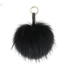 Keychains Fluffy Real Fur Ball Keychain Puff Craft DIY Pompom Black Pom Keyring Uk Charm Women Bag Accessories Gift276E