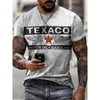 T-shirts voor heren Nieuwe heren T-shirt Texaco benzine + motorolie letters 3D bedrukte korte mouwen zomer oversized ronde hals retro heren T-shirt