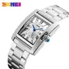 Skmei moda pulseira feminina relógio casual data automática retângulo relógios de pulso de aço inoxidável relogio feminino horloge dames 128412674